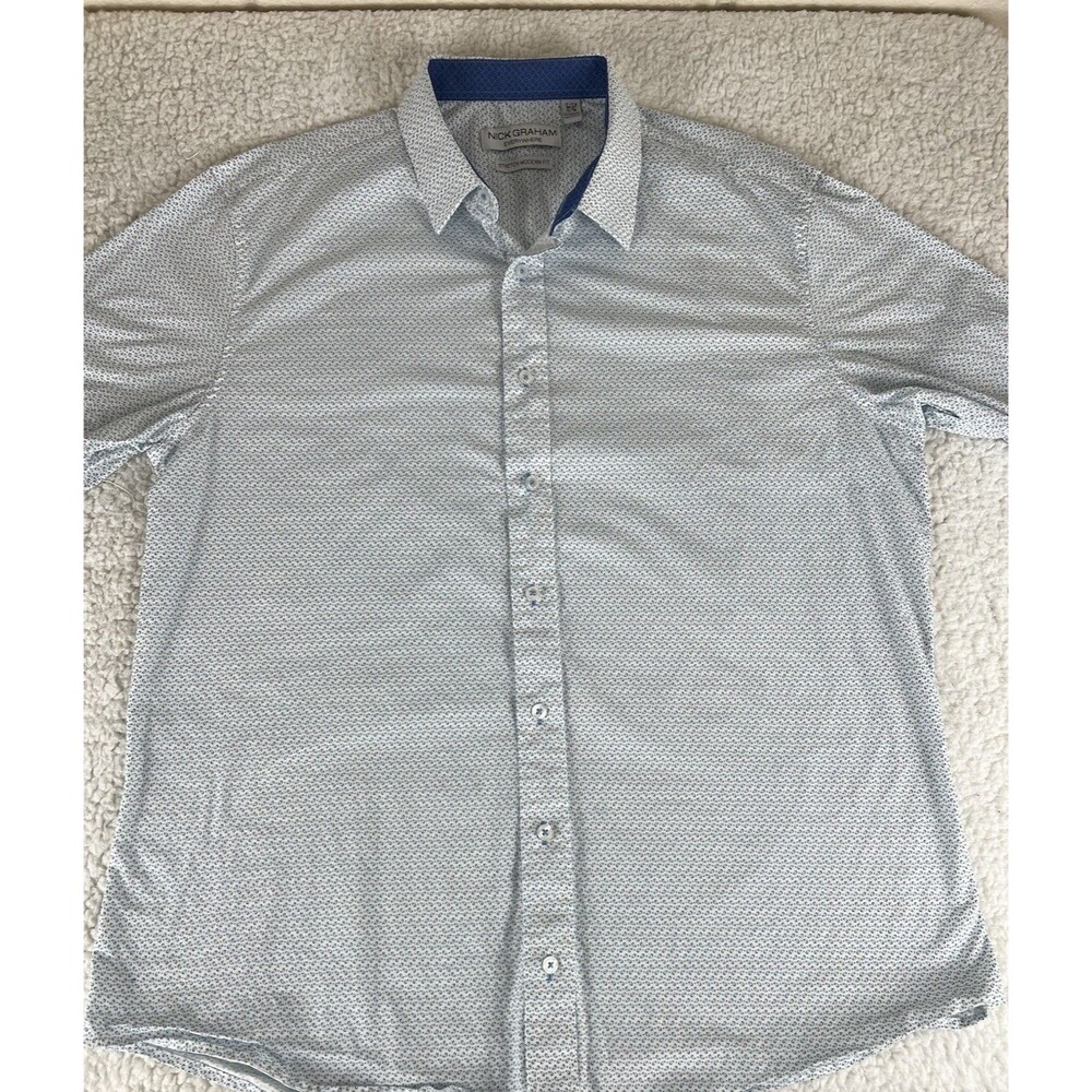 Nick Graham Button Down Shirt Mens XL Multi Flip Cuff Stretchable Modern Fit AOP